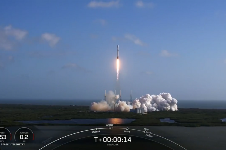 Il lancio di SpaceX del 9 marzo, con altri 48 satelliti per le connessoni internet (fonte: SpaceX) - RIPRODUZIONE RISERVATA