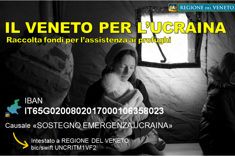 Coonto corrente Regione Veneto per i profughi dell 'Ucraina - RIPRODUZIONE RISERVATA