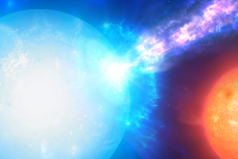 Rappresentazione artistica di una micronova, versione su scala ridotta delle supernovae (fonte: Mark Garlick/Durham University) - RIPRODUZIONE RISERVATA