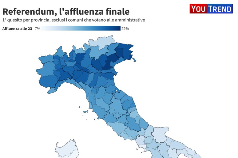 Mappa affluenza (Youtrend) - RIPRODUZIONE RISERVATA