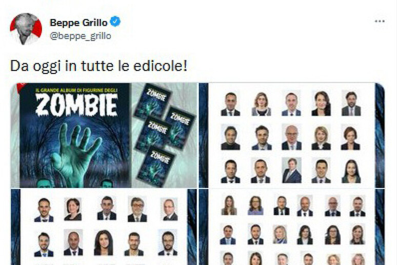 Beppe Grillo pubblica su Twitter l 	'album delle figurine con gli  	'zombi 	' - RIPRODUZIONE RISERVATA