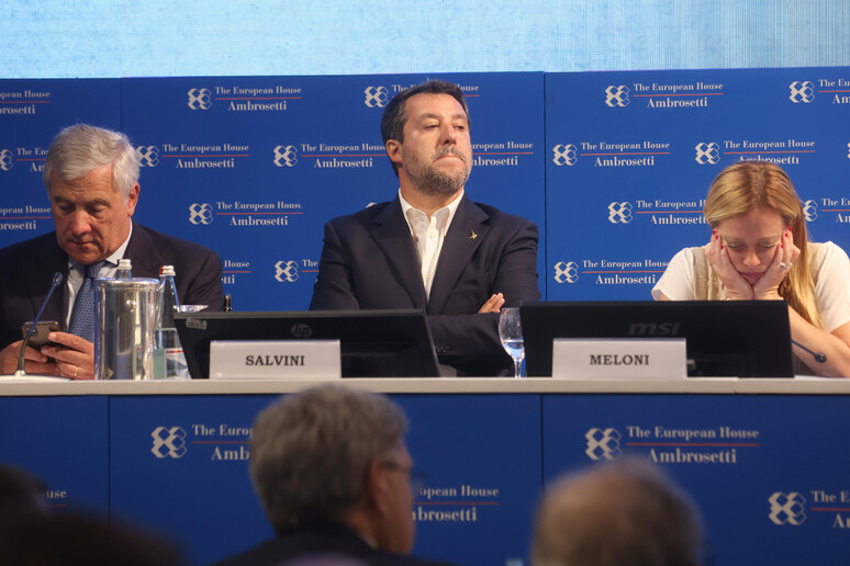 Antonio Tajani, Matteo Salvini and Giorgia Meloni - RIPRODUZIONE RISERVATA