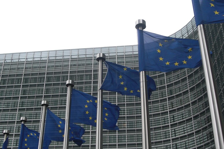 Bandiere europee davanti alla sede della Commissione Ue a Bruxelles (fonte: Sébastien Bertrand, da Wikiepdia) - RIPRODUZIONE RISERVATA