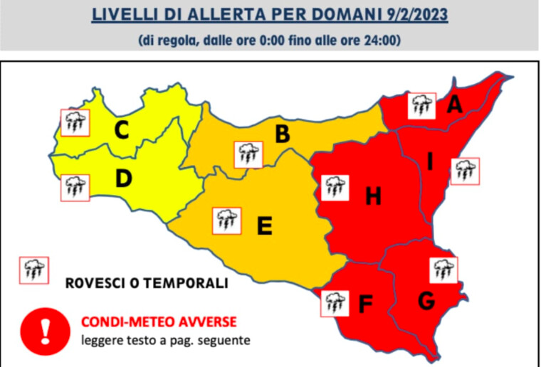 Allerta meteo domani in Sicilia - RIPRODUZIONE RISERVATA