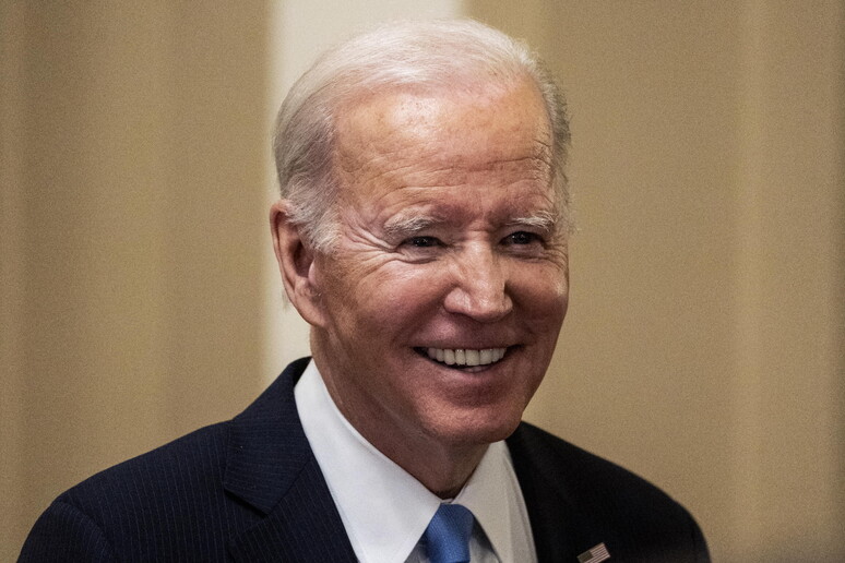 US President Joe Biden attends the Senate Democratic caucus lunch © ANSA/EPA