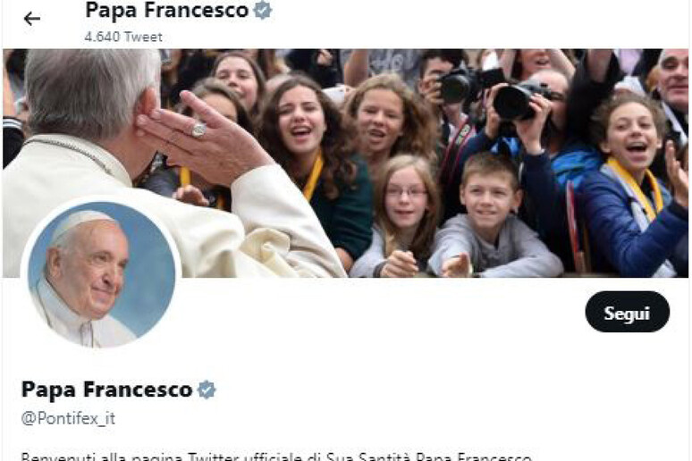 L 'account del Papa su Twitter ha perso la spunta blu -     ALL RIGHTS RESERVED