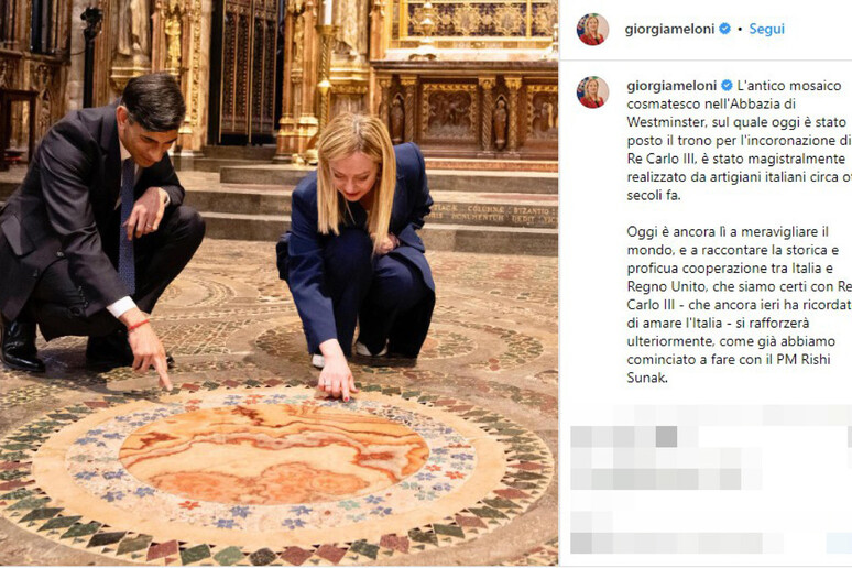 Il post tratto dal profilo Instagram della presidente del Consiglio Giorgia Meloni - RIPRODUZIONE RISERVATA