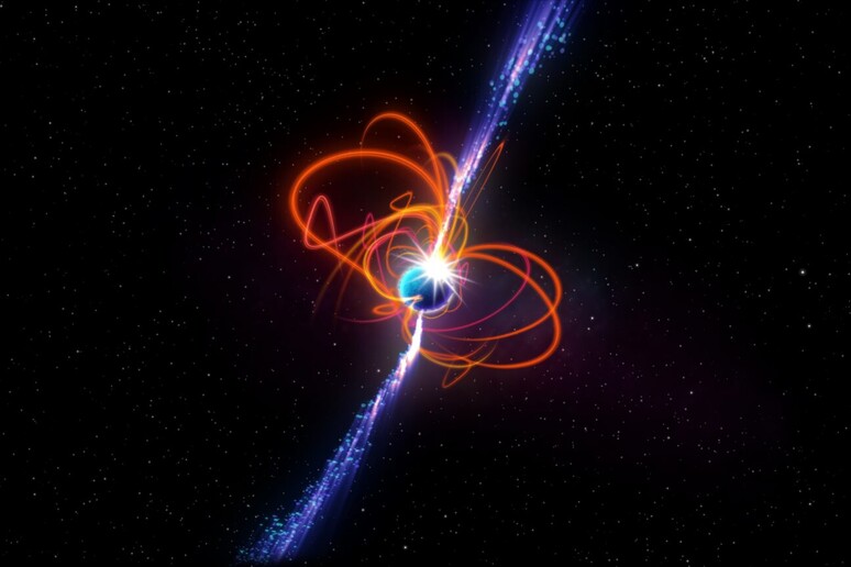 Rappresentazione artistica della magnetar a periodo ultra-lungo (fonte: Icrar) - RIPRODUZIONE RISERVATA