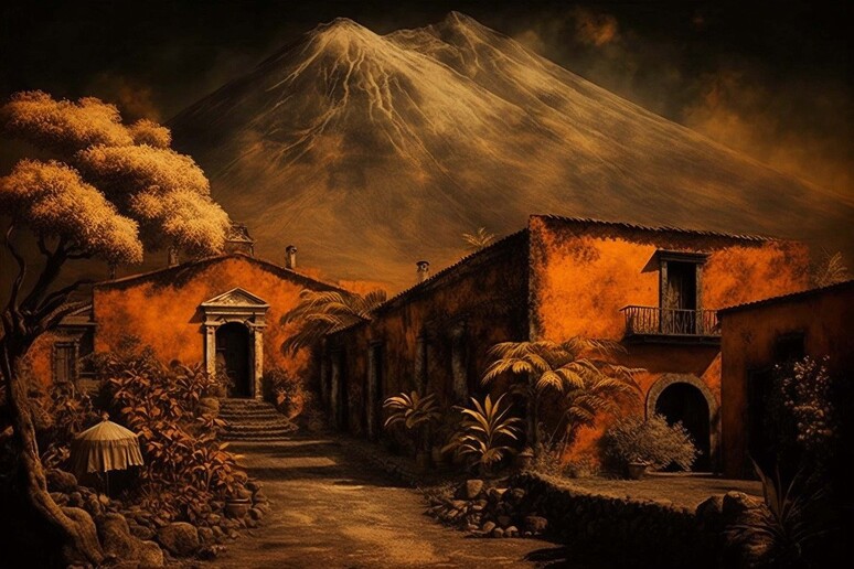 Rappresentazione artistica dell 'eruzione del Vesuvio del 79 d.C.  a Pompei (fonte: Pixabay) - RIPRODUZIONE RISERVATA