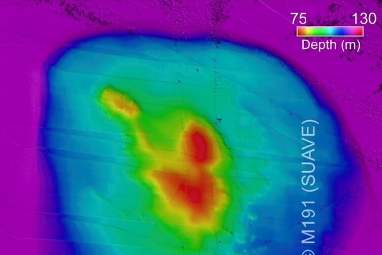 Mappa di uno dei complessi vulcani sottomarini scoperti nel canale di Sicilia (fonte: Ogs) - RIPRODUZIONE RISERVATA