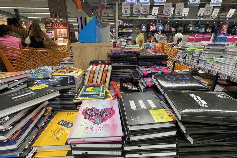Quaderni, diari e astucci in vendita in un negozio - RIPRODUZIONE RISERVATA