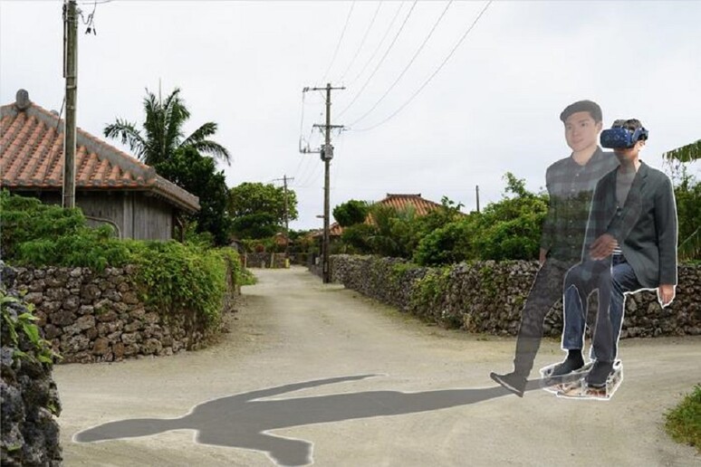 Rappresentazione grafica dell 'avatar che dà l 'illusione di camminare pur rimanendo seduti (fonte: © Toyohashi University of Technology, all rights reserved) -     RIPRODUZIONE RISERVATA
